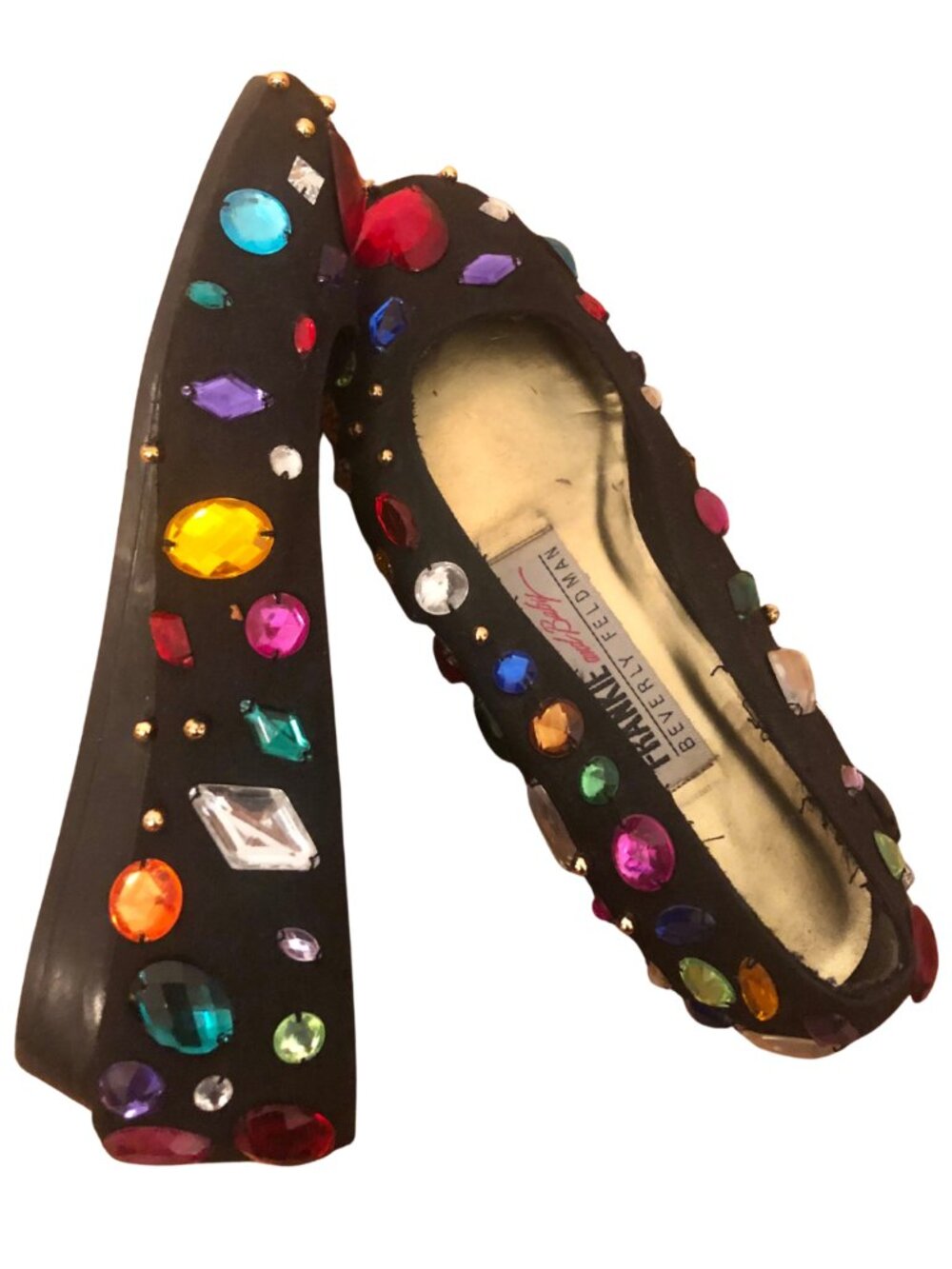 Vintage Beverly Feldman Frankie and Baby Jeweled Shoes 80s Retro size 6.5 - Picture 2 of 12